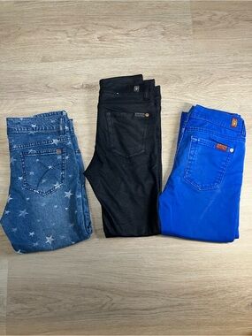 Set of 3 pairs of jeans 7 for all Mankind and Joe size 10,12, and 14 kids